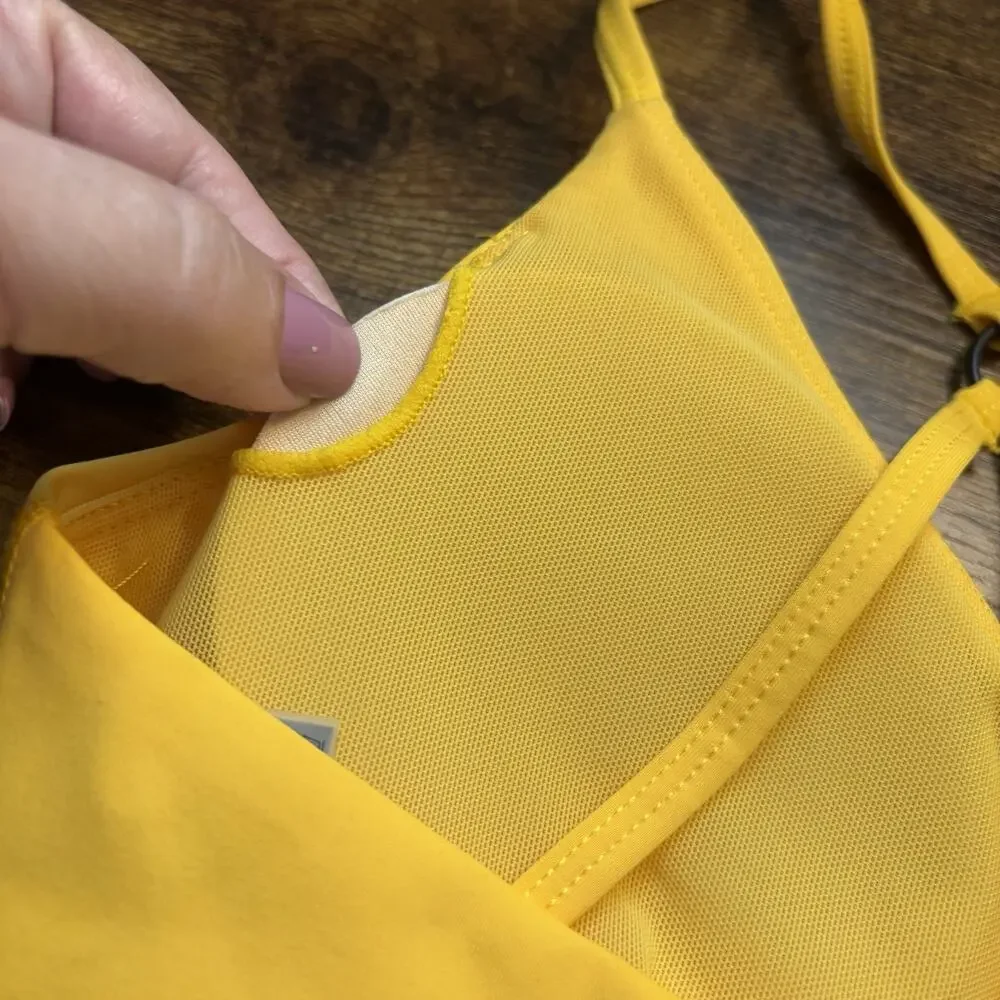 Revolve Lovewave XS Yellow Strappy Brittany Sports Bra Surplice Criss Cross